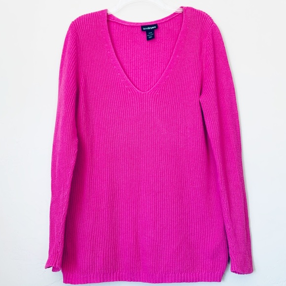 Lane Bryant Sweaters - Lane Bryant Pink V Neck Long Sleeve Sweater 14/16